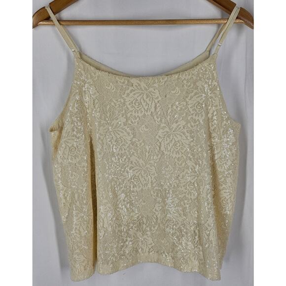 PAINTED THREADS NORDSTROM WOMEN'S CREAM SEQUIN TANK TOP SHIRT SIZE MEDIUM - Picture 2 of 10